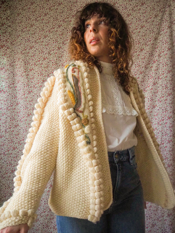 PLUME - 1980s Vintage Lechuza Wool Austrian Cardigan - Free Size
