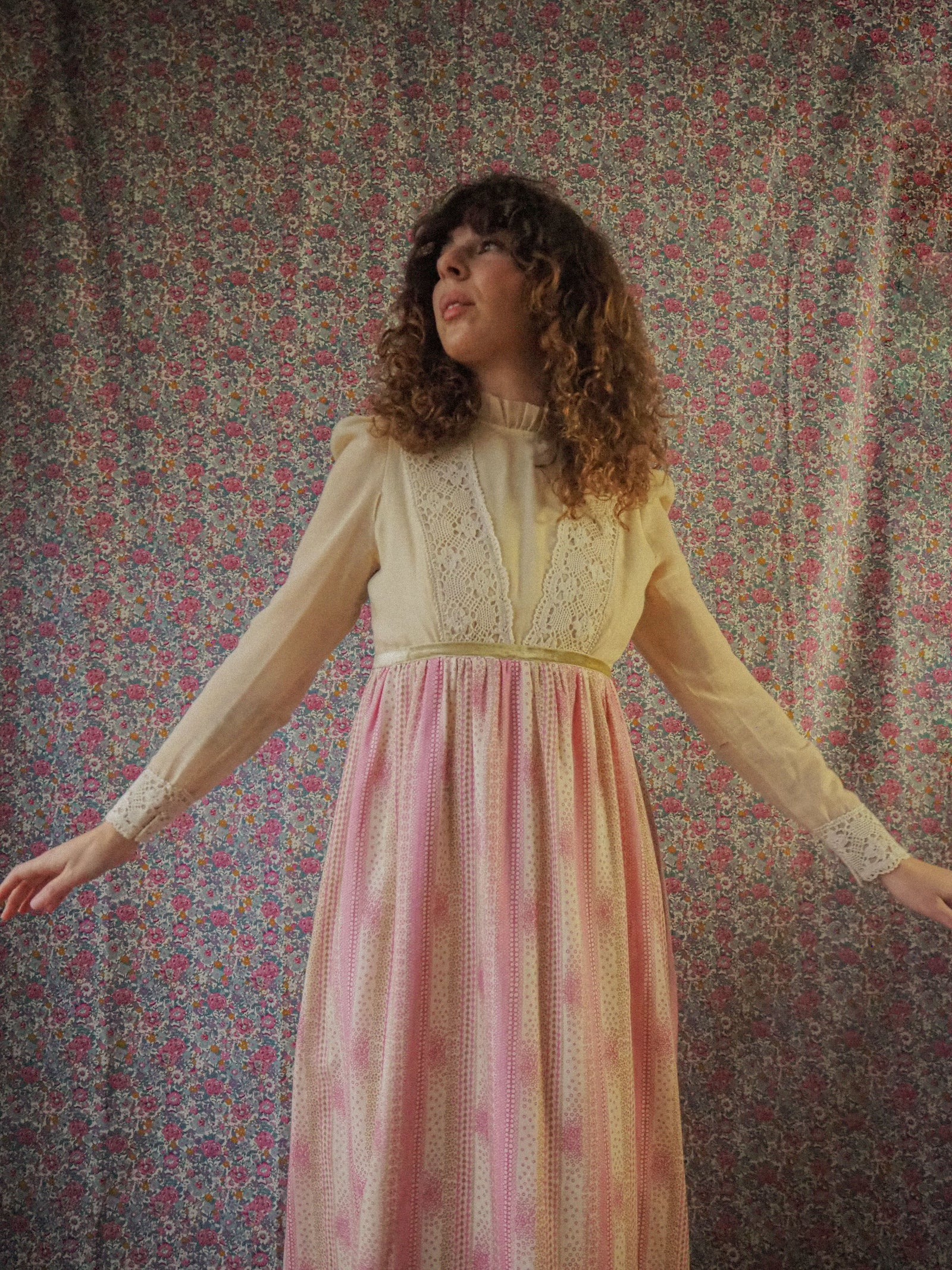 Vintage 1970s Angela popular Gore London Cottage Core Prairie Dress