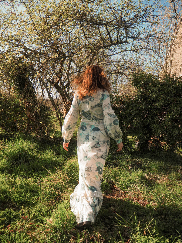 SERENITY - 1970s Vintage Jane Delfin Prairie Dress - Size S