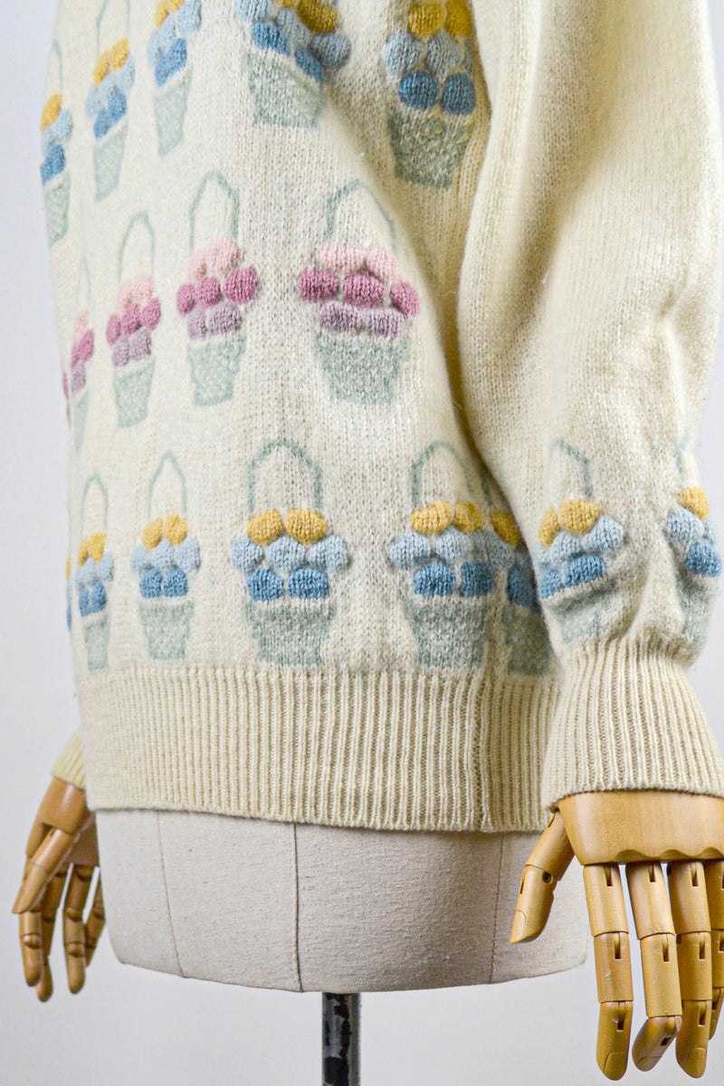 SONNET - 1990s Vintage Tulchan Basket Fruit Wool Juimper - Size S/M