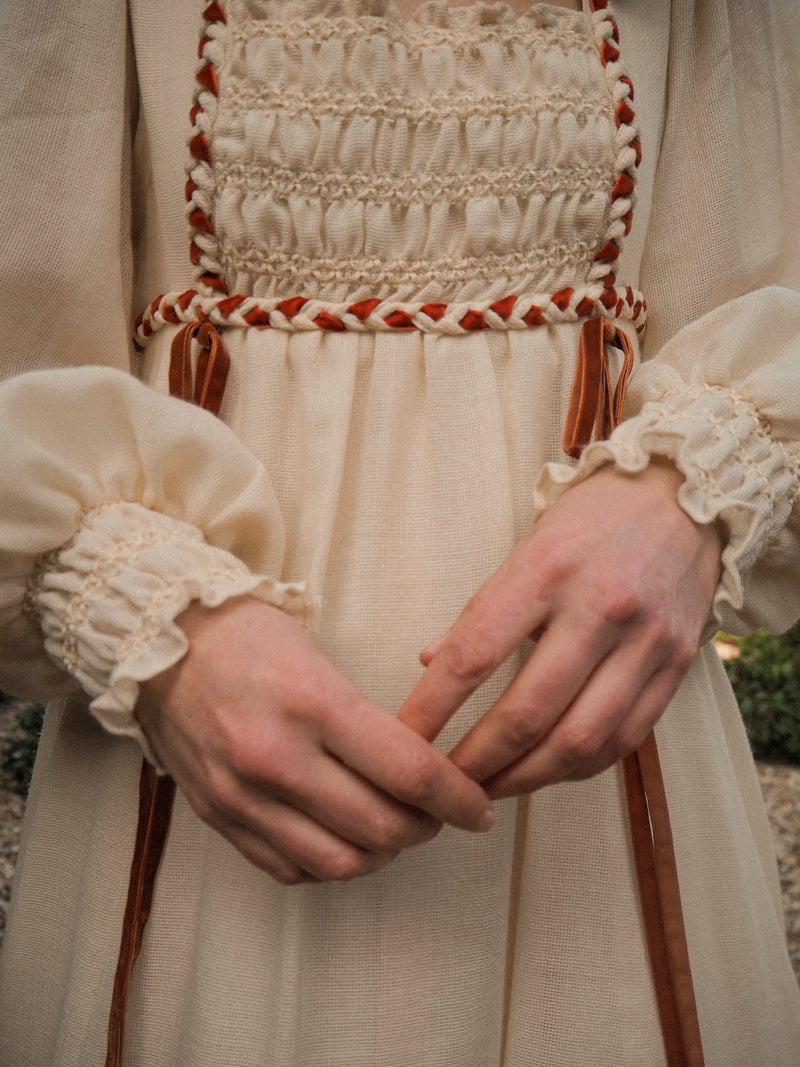 THE BELLE - 1970s Vintage Empire Waist Annigh Gough at Gemini Prairie Dress - Size S
