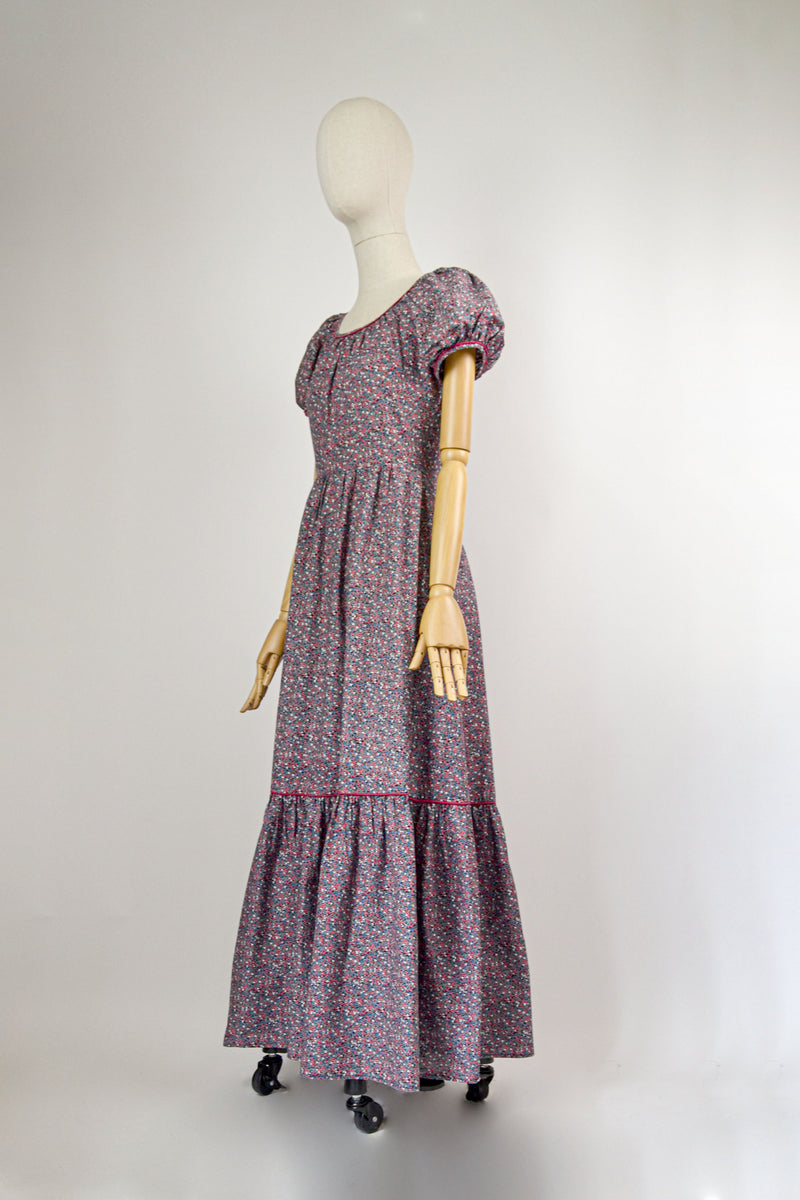 WILDFLOWERS FIELD - 1970s Vera Mont Ditsy Flower Cotton Dress - Size S