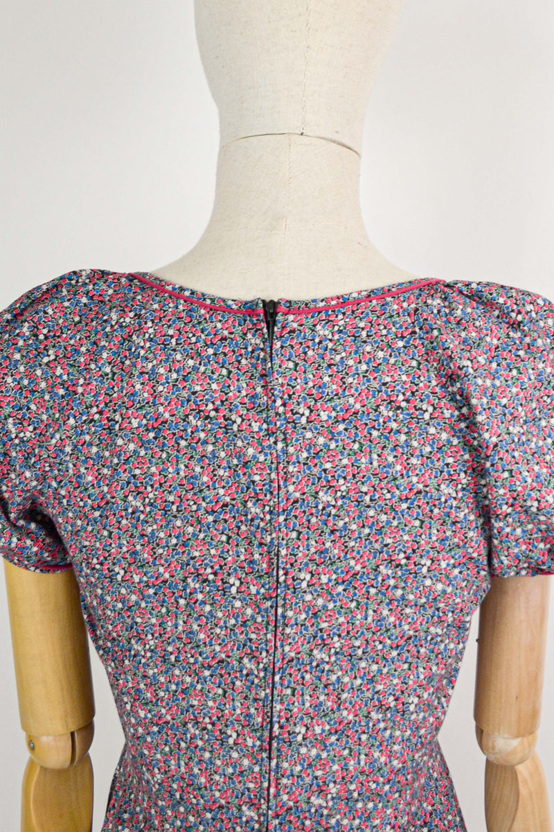 WILDFLOWERS FIELD - 1970s Vera Mont Ditsy Flower Cotton Dress - Size S