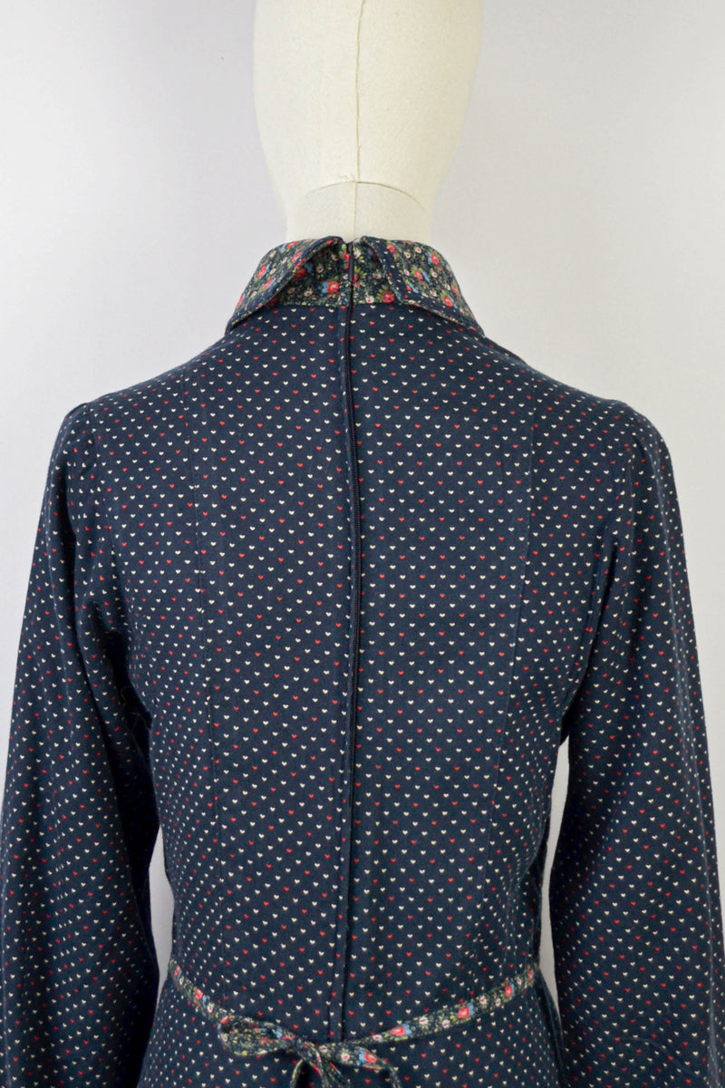 WINTER POSY - 1970s Elkont Floral Print Dress - Size S