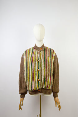 WOODLAND - 1970s Vintage Wool Cardigan - Size S/M