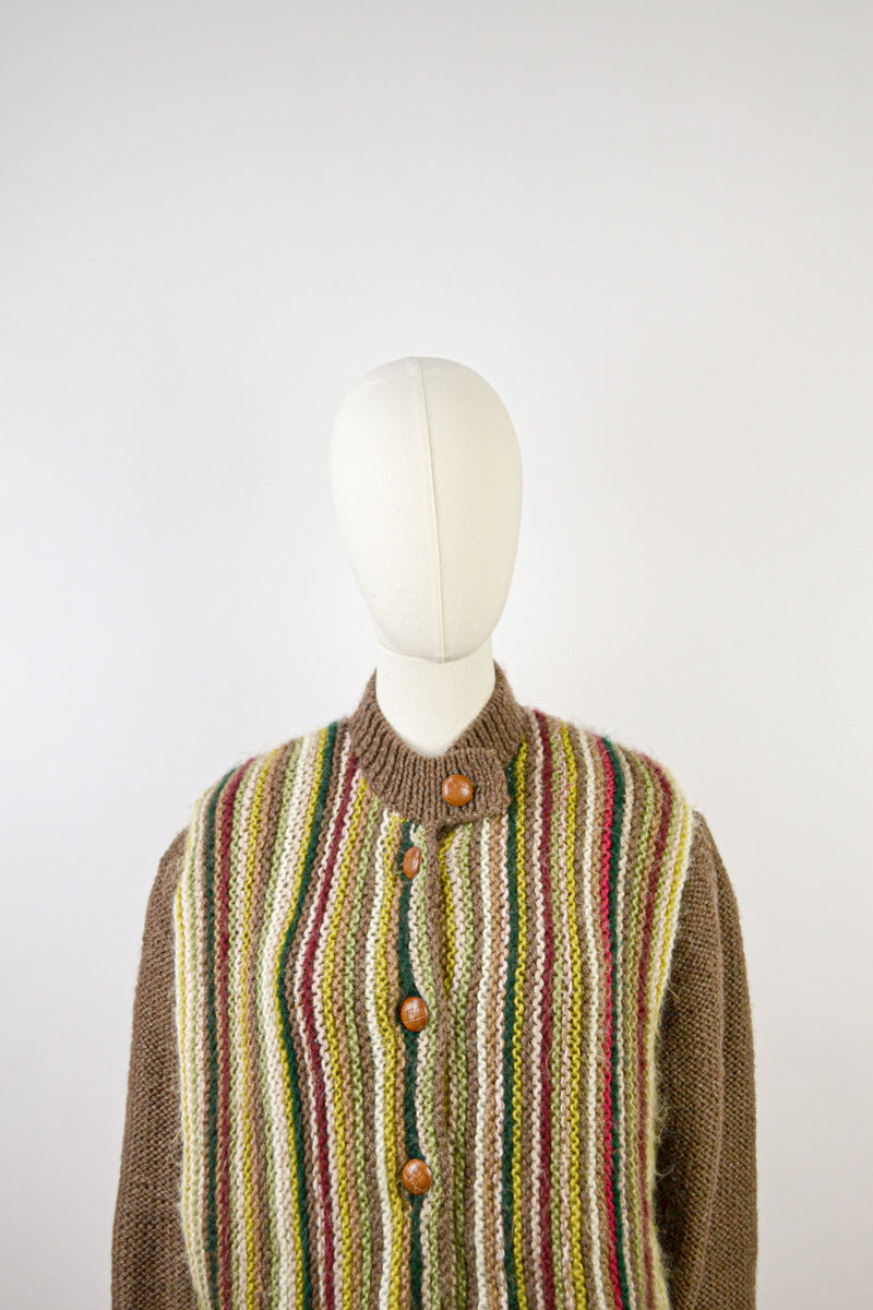 WOODLAND - 1970s Vintage Wool Cardigan - Size S/M