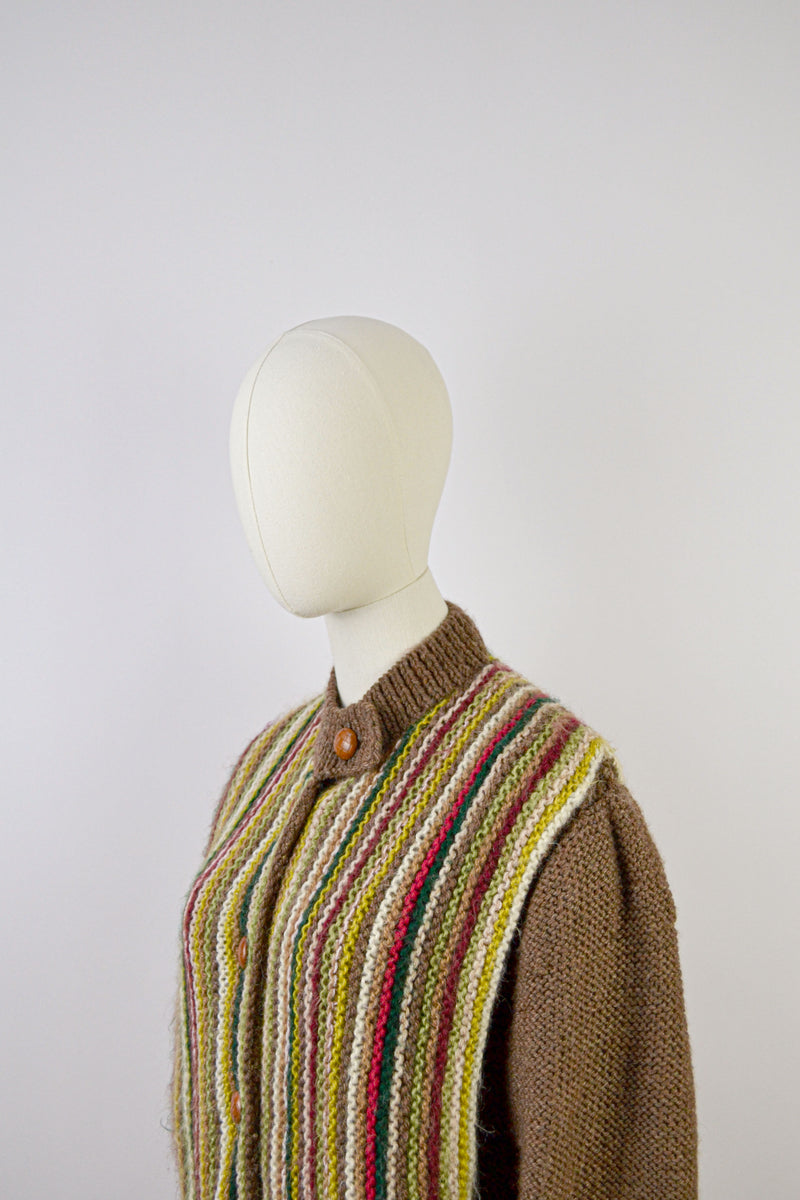 WOODLAND - 1970s Vintage Wool Cardigan - Size S/M