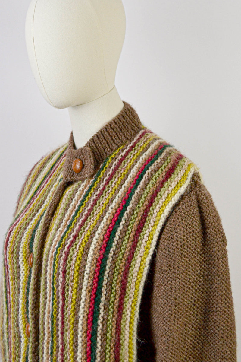 WOODLAND - 1970s Vintage Wool Cardigan - Size S/M