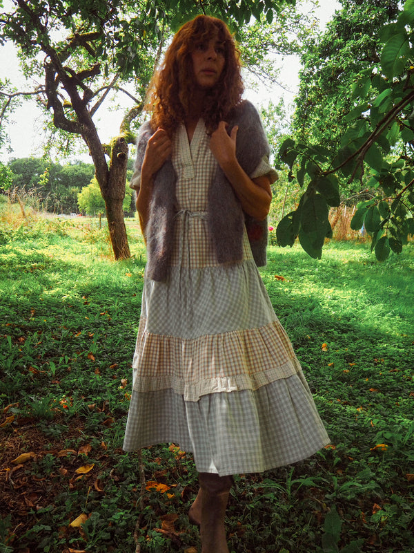 COUNTRY - 1970s Vintage Patchwork Cotton Dress - Size S