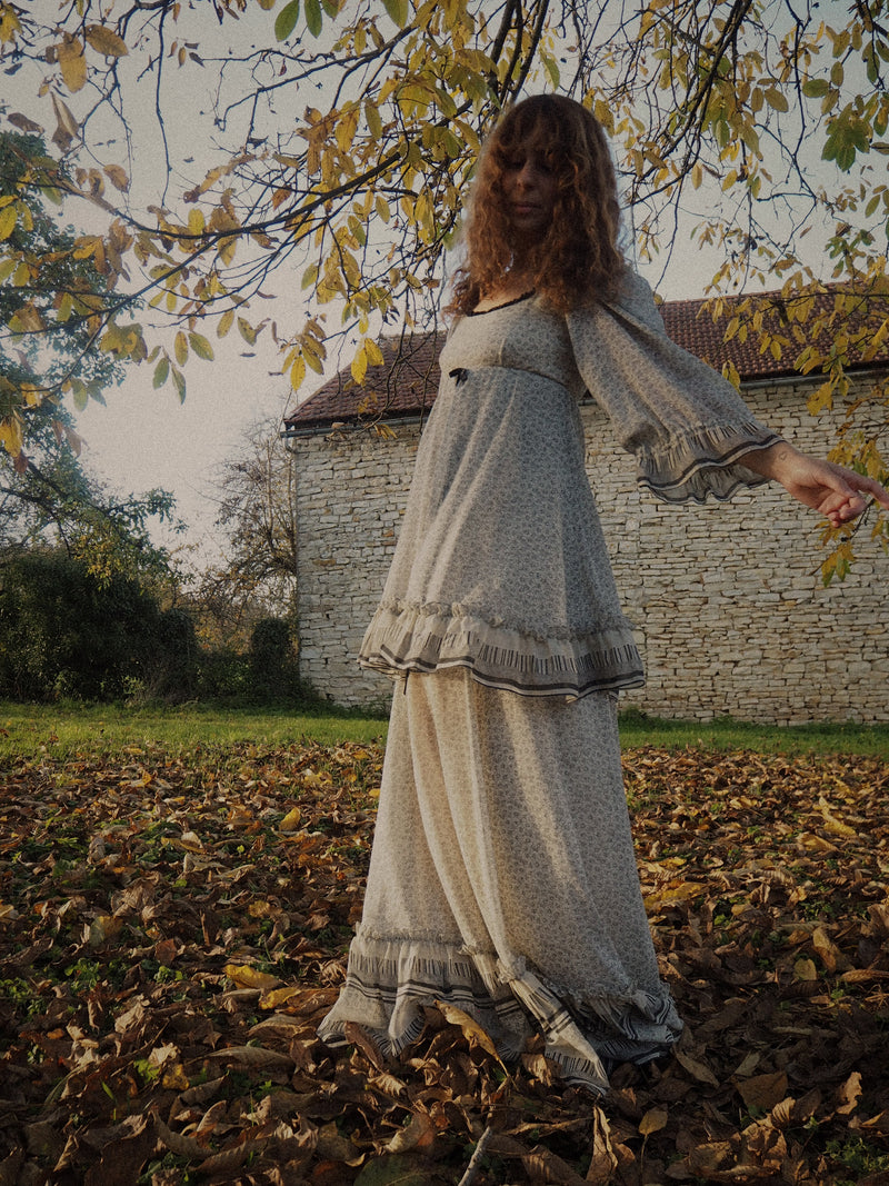 SYMPHONY - 1970s One of a Kind Kati ast Laura Phillips Empire Waist Maxi Dress - Size S