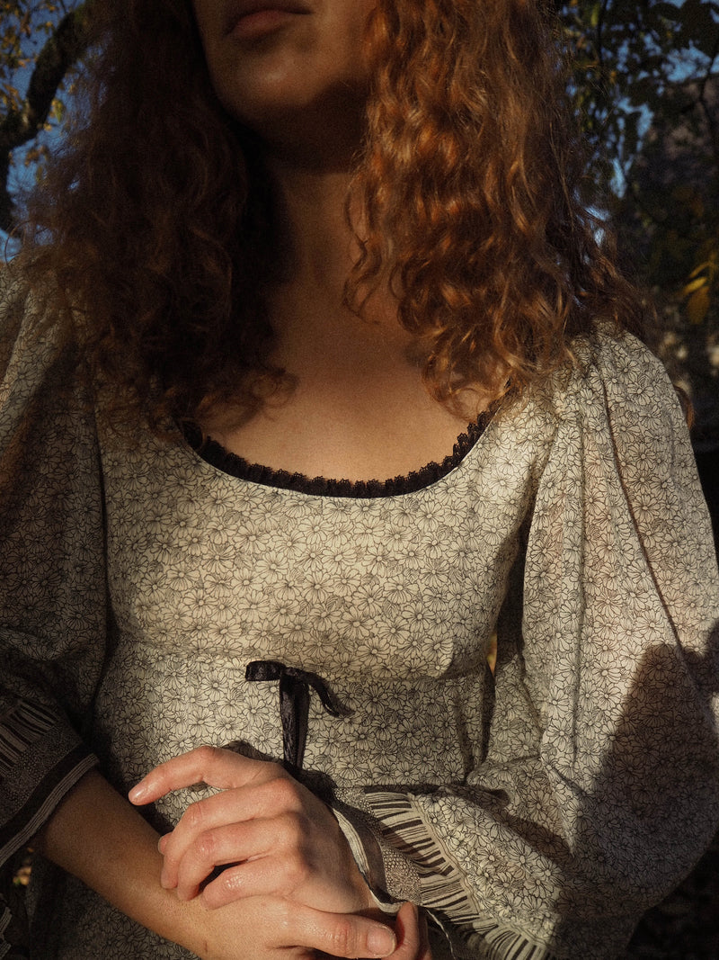 SYMPHONY - 1970s One of a Kind Kati ast Laura Phillips Empire Waist Maxi Dress - Size S