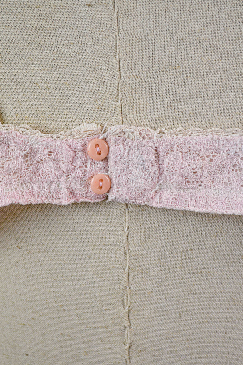 DENTELLE - 1920s Antique Blush Pink Cotton Bralette - Size 32 A/B