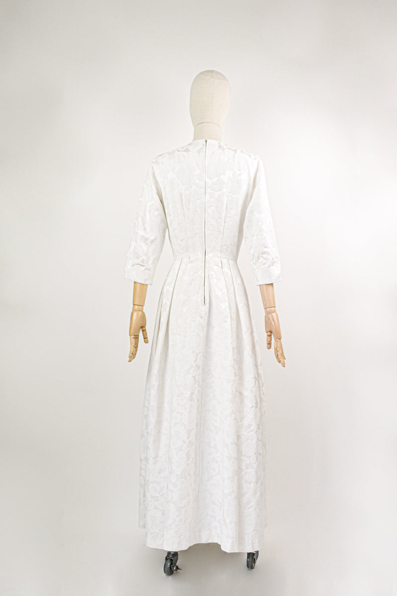 SONG OF LOVE - 1960s Vintage Jacquard wedding dress - Size S/M