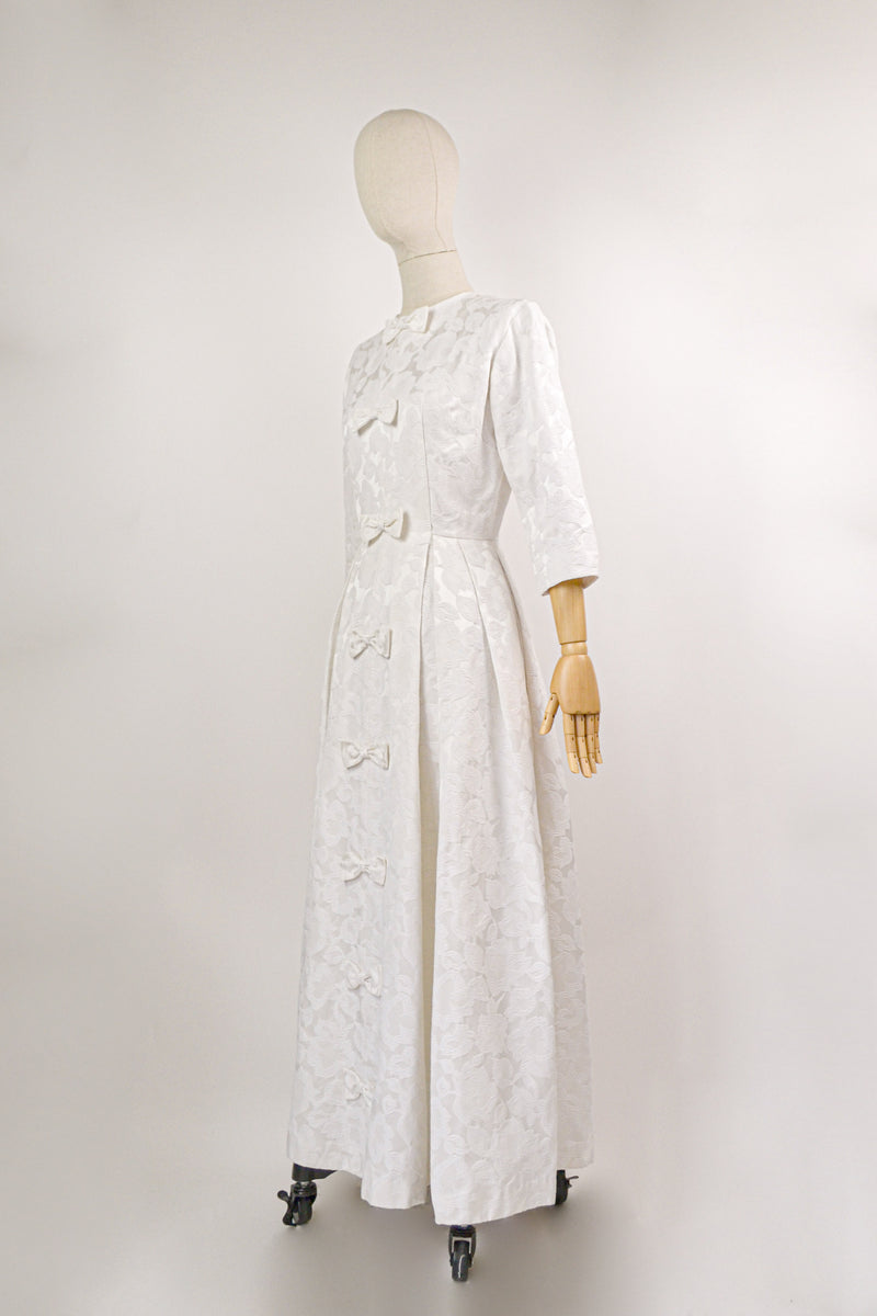 SONG OF LOVE - 1960s Vintage Jacquard wedding dress - Size S/M