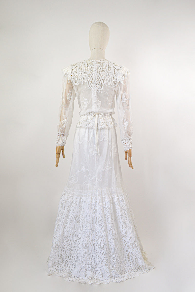 ADELAIDE - 1970s Vintage victorian reworked Bridal Co-ord Bodice and Skirt - Size S