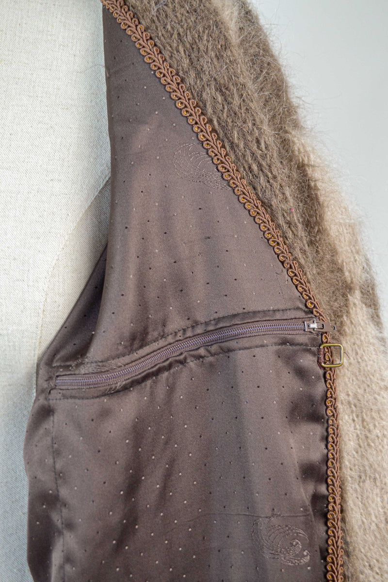 A WINTER LOVE - 1980s Vintage Brown Mohair Coatigan - Size M/L
