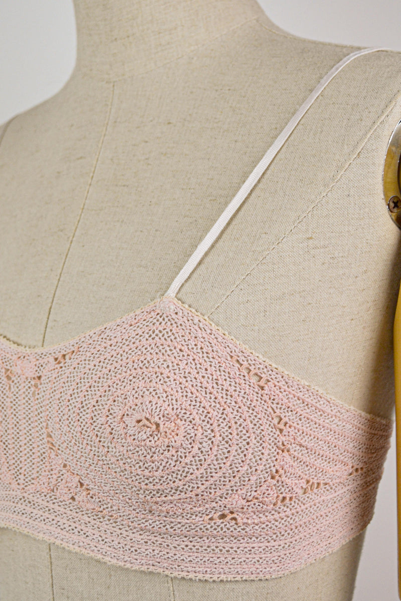 LOVE LETTER - 1920s Vintage Crochet Bralette - Size S