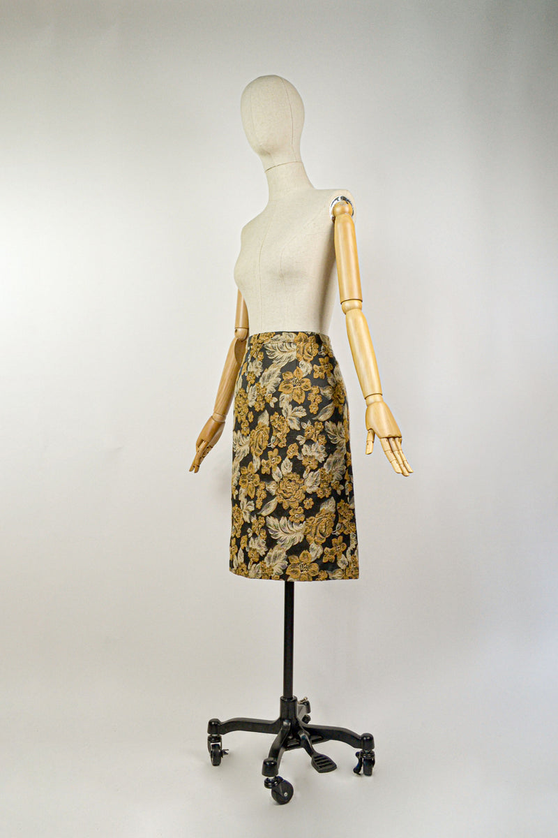 MILLEFLEUR - 1980s Vintage Tapestry Pencil Skirt - Size M