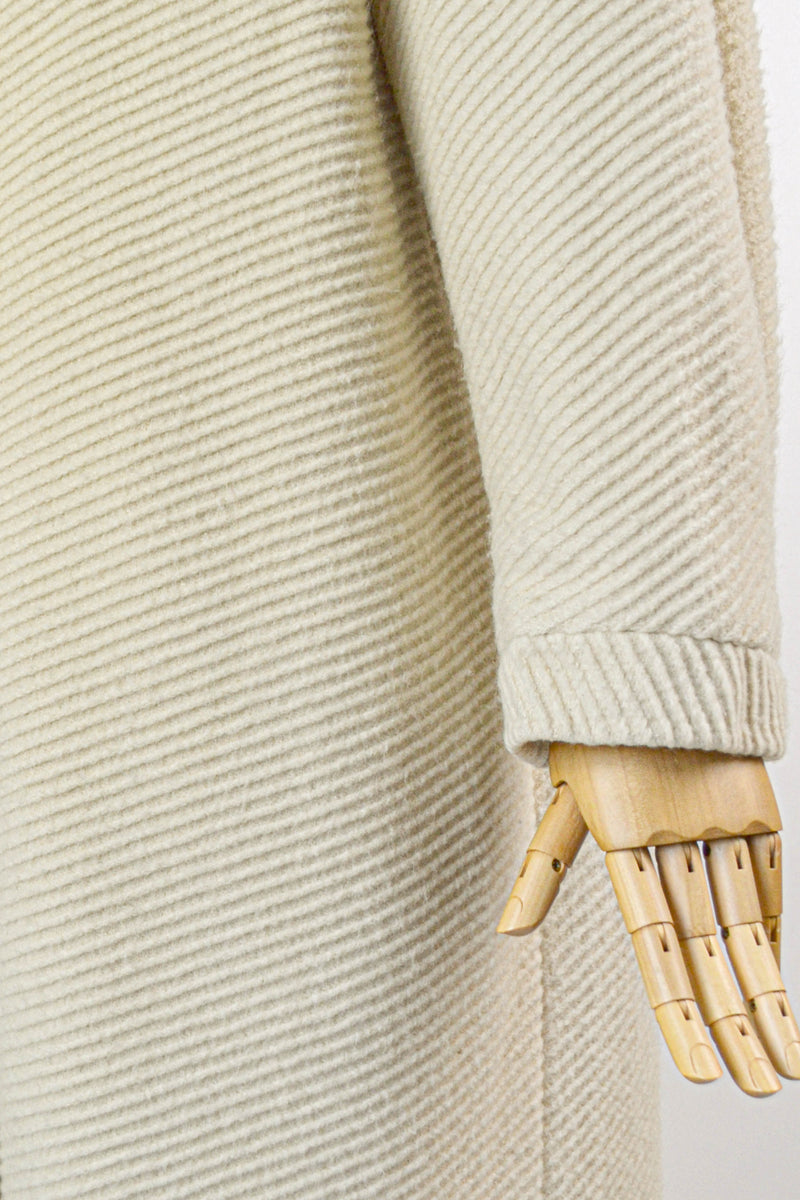 ON A FOGGY MORNING - 1980s Vintage Cream Wool Coat - Size M