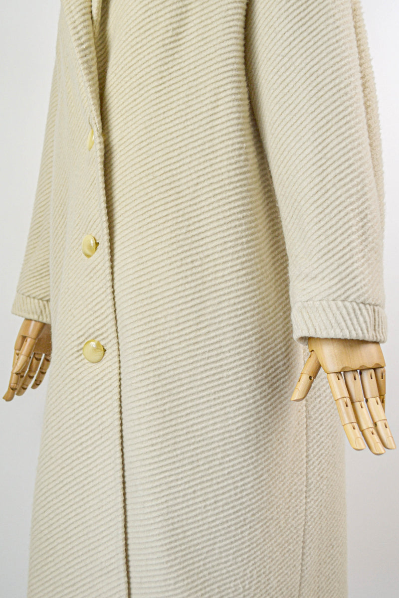 ON A FOGGY MORNING - 1980s Vintage Cream Wool Coat - Size M