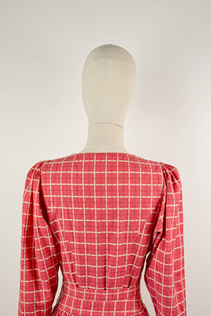 PROMENADE - 1970s Vintage Anastasia Paris Check Blouse and Dress Set - Size S