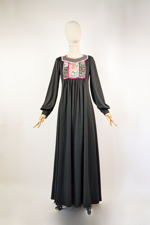 SONNET - 1970s Vintage Patchwork Betty Barclay Prairie Dress - Size S