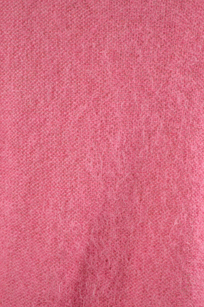 TEA ROSE - 1980s Vintage Mohair Argyle Pink Cardigan - Size S/M